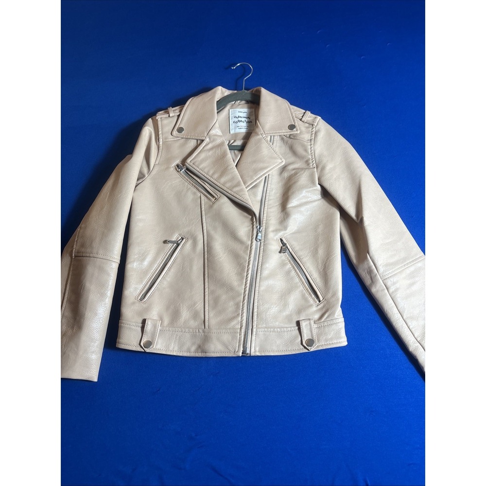 Zara Girls Size 13/14 Baby Pink Faux Leather Biker Motorcycle Jacket Stylish - Picture 2 of 14
